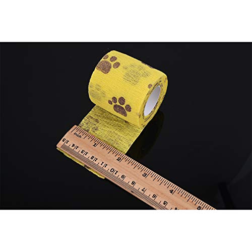 3 Rolls Pet Vet Wrap Self Adhesive Pet Elastic Bandage Vet Wrap Tape for Wrist, Ankle Sprains & Swelling, 3 Colors with Dog Paw Pattern