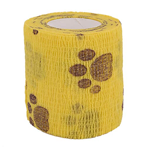 3 Rolls Pet Vet Wrap Self Adhesive Pet Elastic Bandage Vet Wrap Tape for Wrist, Ankle Sprains & Swelling, 3 Colors with Dog Paw Pattern