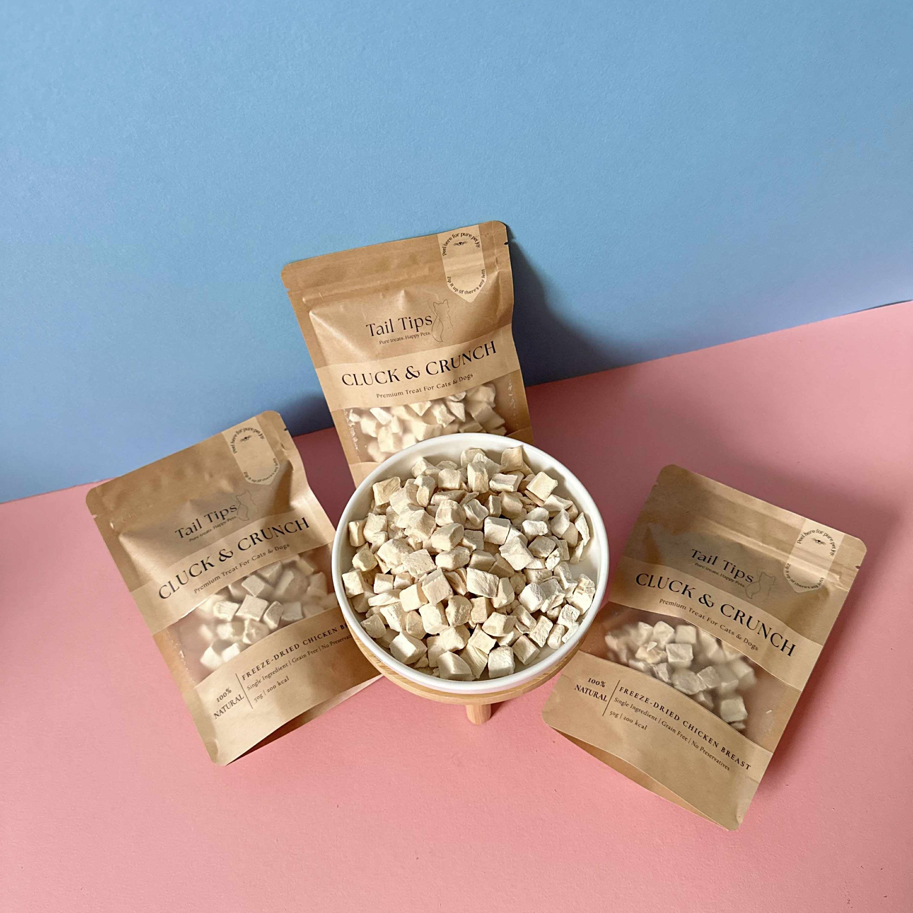 Cluck & Crunch - 100% Freeze-Dried Chicken Treats | Pure & Natural | Tail Tips UK | 50g pack