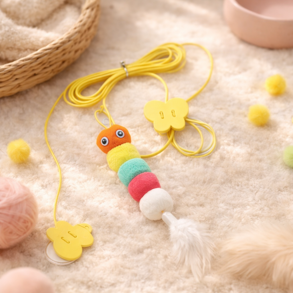 Cat Hanging Cat Toy – Hanging Door Elastic Rope Cat Stick with Feather & Plush Toys