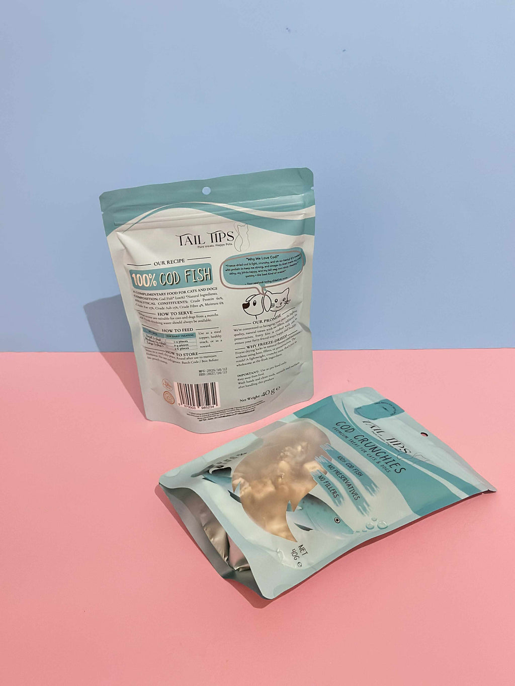 Cod Crunchies - 100% Freeze-Dried Cod Treats | Pure & Natural | Tail Tips UK | 40g pack